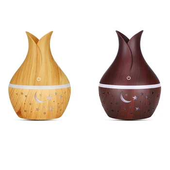 

Usb Ultrasonic Air Humidifier Aroma Essential Oil Diffuser with Wood Grain 7 Color Changing LED Lights for Bedroom Living Room