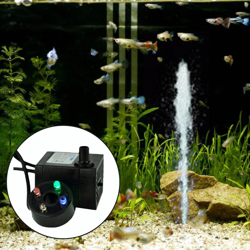 2W Powerful Submersible Water Pump with LED Light Adjustable Flow Fountain | Дом и сад