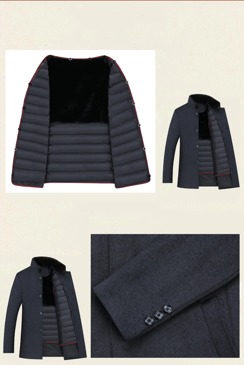 SAMHI BUGLE шерстяное пальто для мужчин, мужские куртки из 90% утиного пуха, толстое шерстяное пальто для мужчин, Мужское пальто больших размеров M-XXXL 8866
