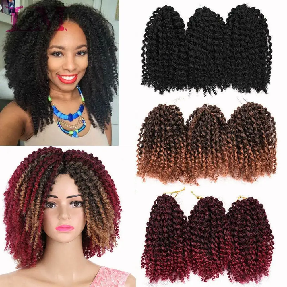 

LM Gradient Color Twist Crochet Hair Afro Colored Strands Synthetic Hair African Braids Extensions Pre Stretched Braiding Hair