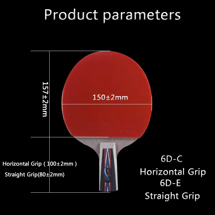 2 шт. 6D-C Горизонтальный захват/6D-E прямой захват настольный теннис двойной рыбы 6-звезда ракетка для Пинг-Понга Летучая мышь для начинающих и средних плеер