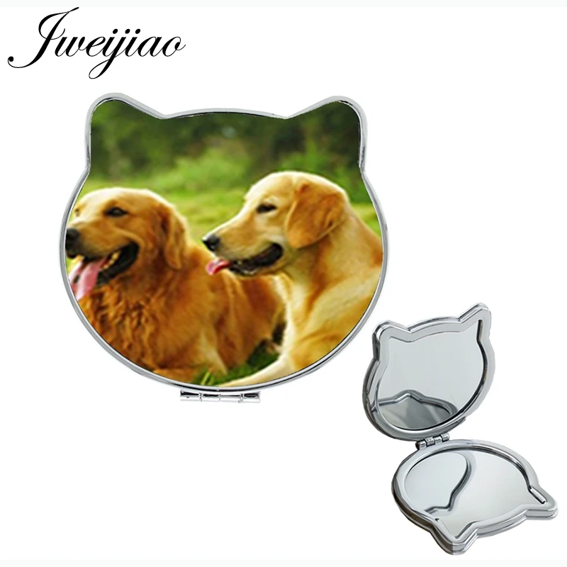JWEIJIAO Pets PUG game Double Cat Ear Sides Shaped pocket mirror people best friends animal espejos for girlfriend NS264 - Цвет: NS265 01