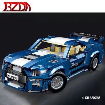 

BZDA 2020 New Technical Car Building Blocks Ford Mustang GT500 4 Ways To Play Can Be Quiet And Movable Bricks Children Toy Gift