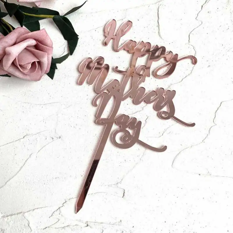 Розовые золотые черные акриловые С Днем матери торты на день рождения десертные