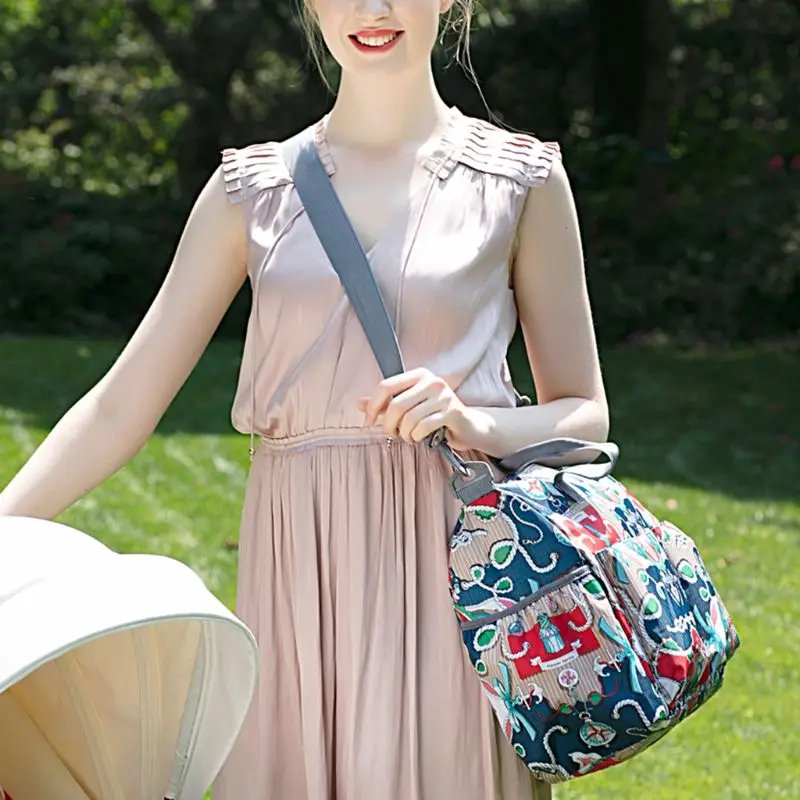 Дорожная Детская сумка для детских вещей большой емкости для мамы, папы, сумки на плечо с пеленальным подкладом, изолированные карманы, лямки для коляски