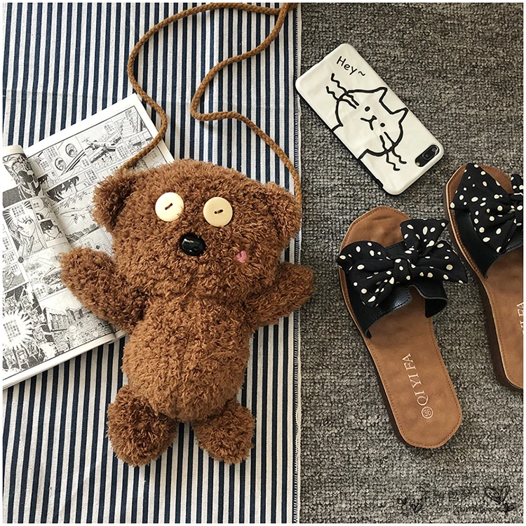 Милая мультяшная плюшевая сумка-мессенджер Женская Корейская ins Harajuku Японская винтажная модная повседневная женская диагональная посылка