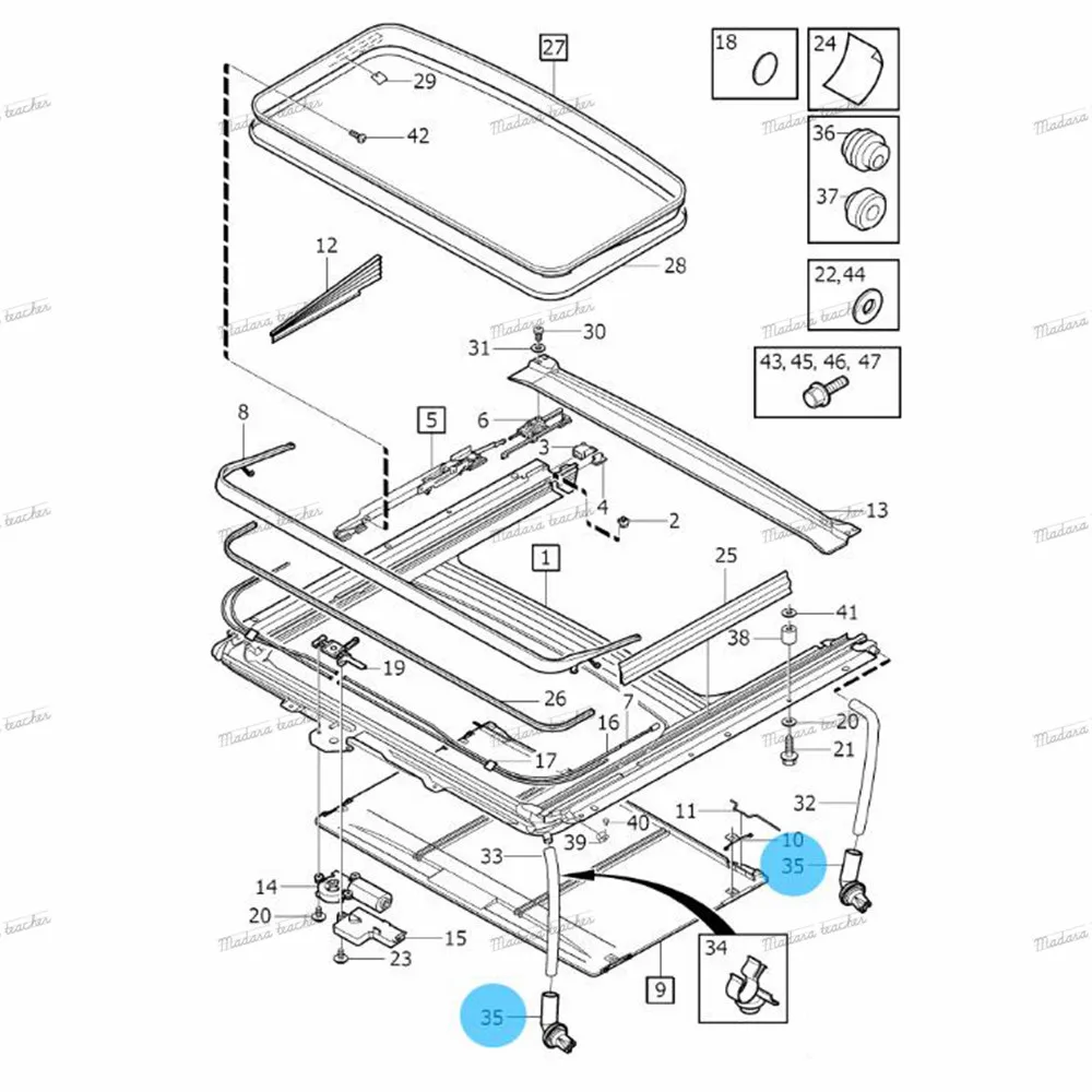 1 PCS For Volvo Sunroof Water Trap Release Drain C30 S40 S60 ...
