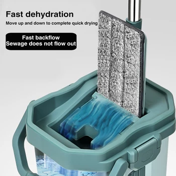 

Magic Mop Automatic Spin Mop With Bucket Flat Squeeze Hand Free Wringing Microfiber Mop Pads Home Kitchen Floor Cleaning