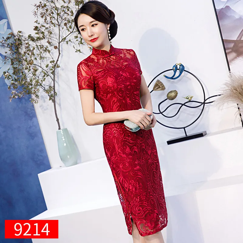 Cheongsam модное улучшенное кружевное платье с принтом в стиле пэчворк в китайском стиле женское ретро платье Ципао вечерние платья с высокой посадкой 3XL