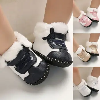 

Unisex Ankle Boots Pram Shoes New Winter Fleece Fur Warm Anti-slip Baby Soft Soled Snow Boots Baby Anti-slip Pram Sneakers 0-18M