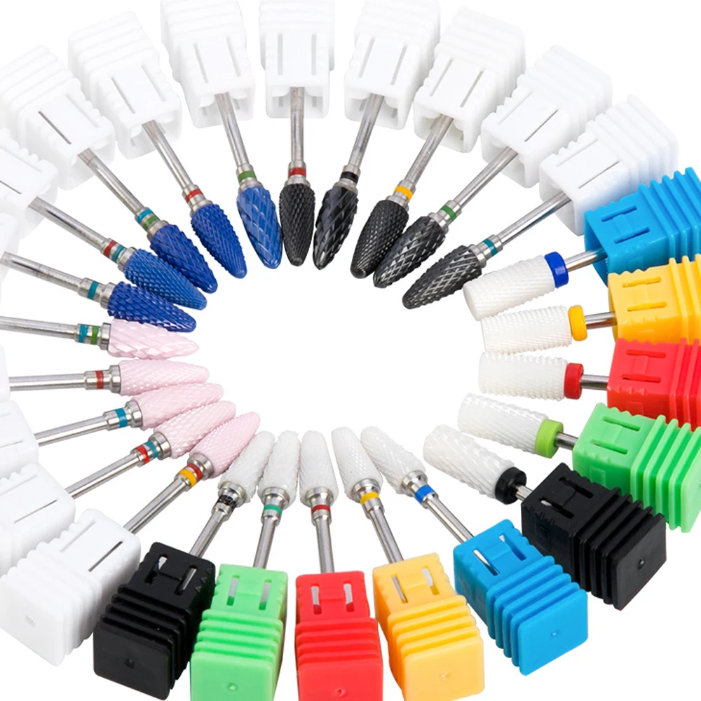 

4 Color Ceramic Carbide Nail Drill Bit Rotate Burr Milling Nail Cutter Bits Electric Drill Machine For Manicure Pedicure Tools