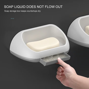 

Soap Dishes Tray Holder Storage Soap Rack Plate Box Container Portable Bathroom Soap Dish Storage Box With Drain Pan