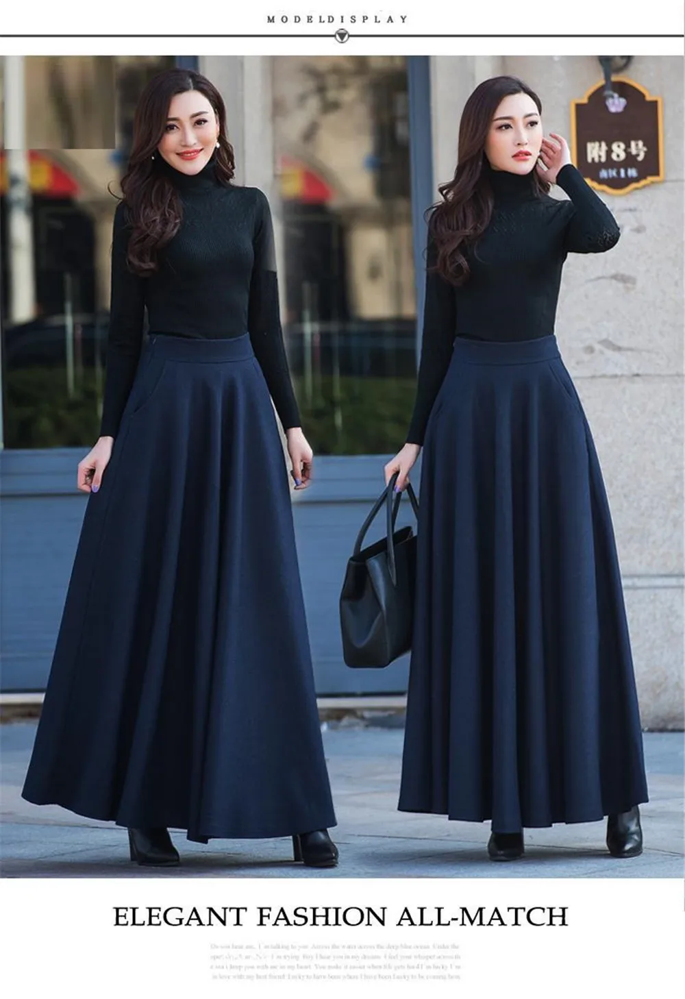 FairyShely 2022 Autumn Winter Retro High Waist Pleated Skirt Women Casual Pocket Woolen Maxi Skirt female Flare Red Long skirt black tennis skirt