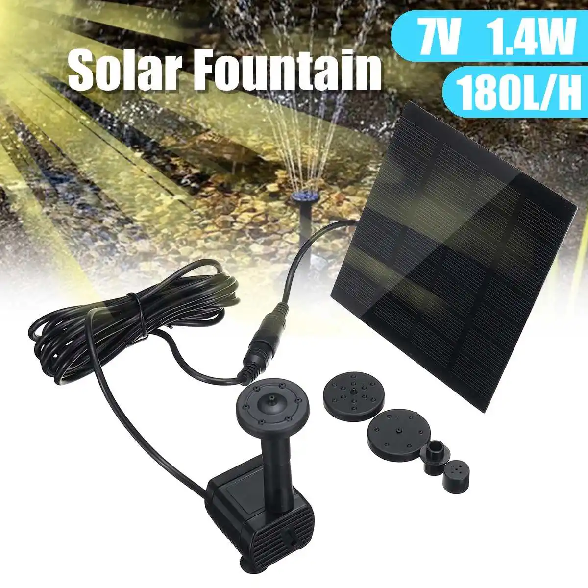 

7V 1.4WSolar Floating Fountain Water Pump For Garden Pond Pool Aquarium Pump Landscape Pool Garden Decorative Fountain Spa