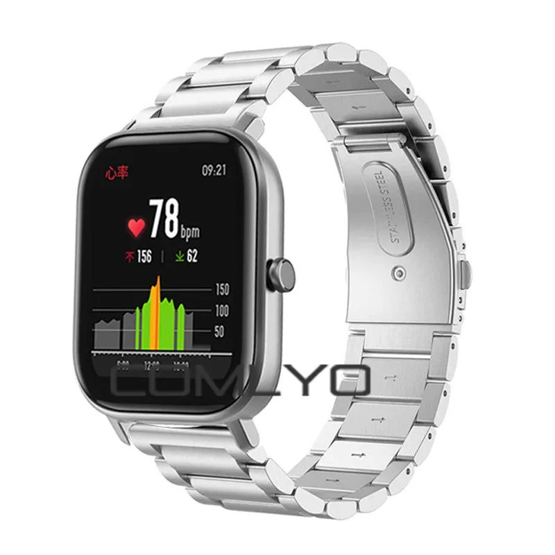 Умный ремешок для часов huami amazfit GTS ремень металлический браслет+ amazfit GTS USB зарядное устройство кабель с ТПУ Защитная пленка для экрана
