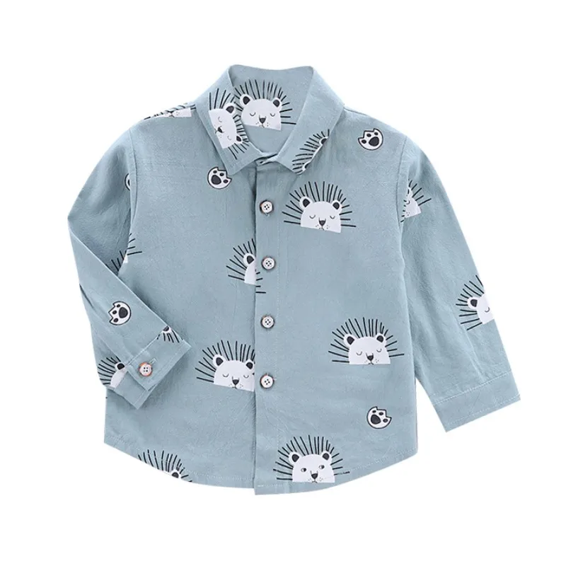 L Рубашка с длинными рукавами для мальчиков; Новая детская одежда; сезон весна-осень; рубашка с воротником для маленьких детей; От 1 до 4 лет рубашка - Цвет: L