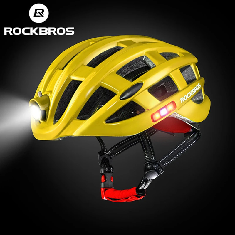 ROCKBROS Bicycle Helmet With LED Light USB Charging Cycling Helmets Mountain Road Bike Helmet Sport Safe Hat With Warning Light