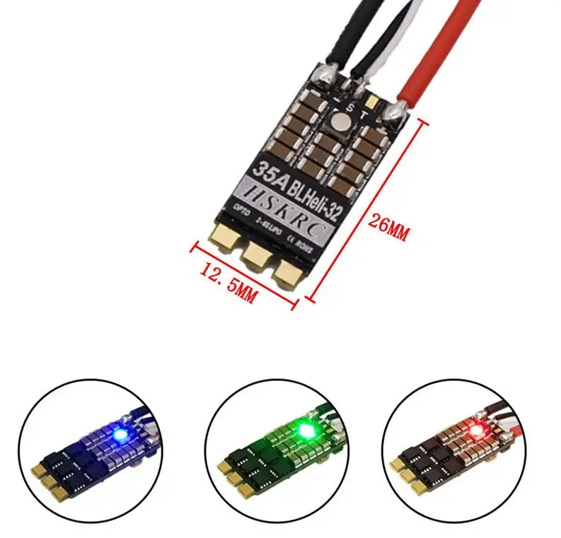 4 шт. HSKRC 35A BLheli_32 32 бит 2 6S Dshot1200 бесщеточный ESC с RGB LED для радиоуправляемого дрона FPV
