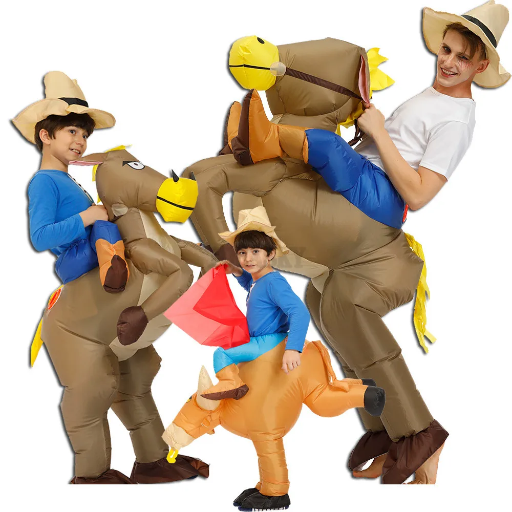 Disfraz de caballo inflable para niños y niñas, traje de Cosplay de  vaquero, divertido, para fiesta de Halloween, Purim