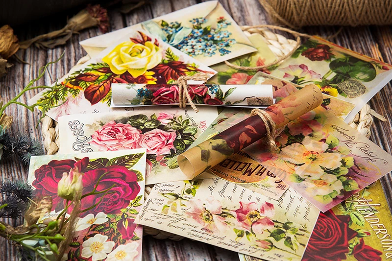 12 шт./компл. Винтаж цветы калька Бумага шаблон пакет для Скрапбукинг Happy planner изготовления открыток мусор журнал проекта