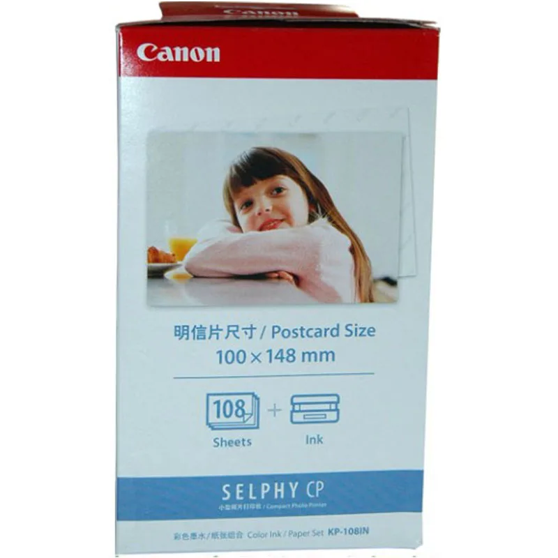 Per Stampante Fotografica Canon Selphy Serie Cp Cp800 Cp910 Cp1200 Cp1300 Kp-108In 100*148Mm Carte Fotografiche E 3 Cartucce Di Inchiostro
