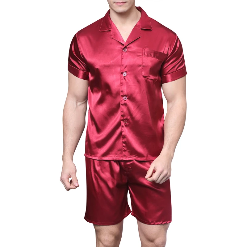 Xfhh Satin Silk Pajamas Shorts For Men 