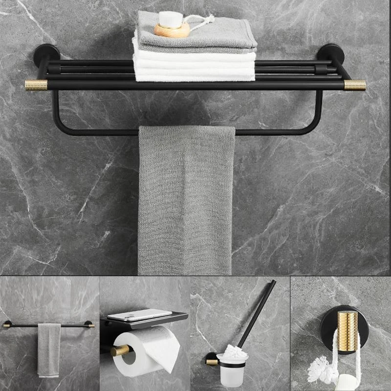 Description Picture 2 of itemBathroom Hardware Sets Black Gold Stainless Steel With Nail Wall Mounted Bath Towel Bars Roll Paper Storage Rack Single Hook