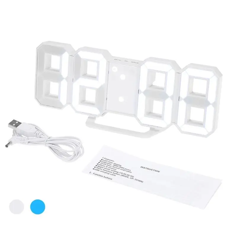 

3D LED Clock Alarm USB Charge Electronic Digital Wall Clocks Home Decoration