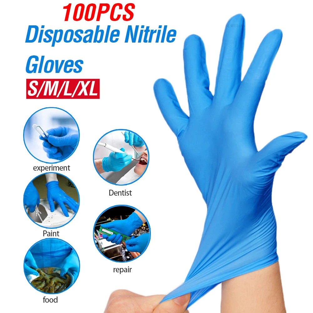 

100pcs XL Size Disposable Latex Gloves Safety Universal Nitrile Gloves Kitchen/Dishwashing/Work/Rubber/Garden/Food/Lab Gloves