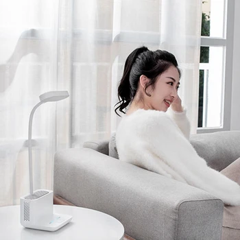 

USB Rechargeable Negative Ion Air Purifier LED Desks Table Lamp Adjustable Intensity Reading Light Lamp 3 Modes Desk Lamps White