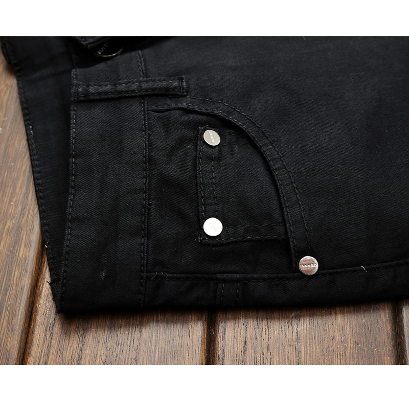 Black Zipper Straight Jeans Men 2021 Brand Fashion PU Leather Patchwork Hip Hop Jeans Slim Fit Denim Pants Men Plus Size 42