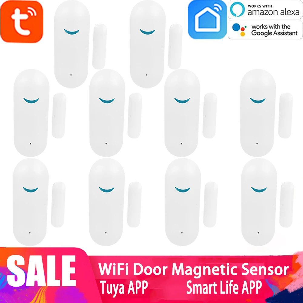 10PCS tuya door sensor wifi door window sensor home security alarm alexa google assistant compatible alarm system for home