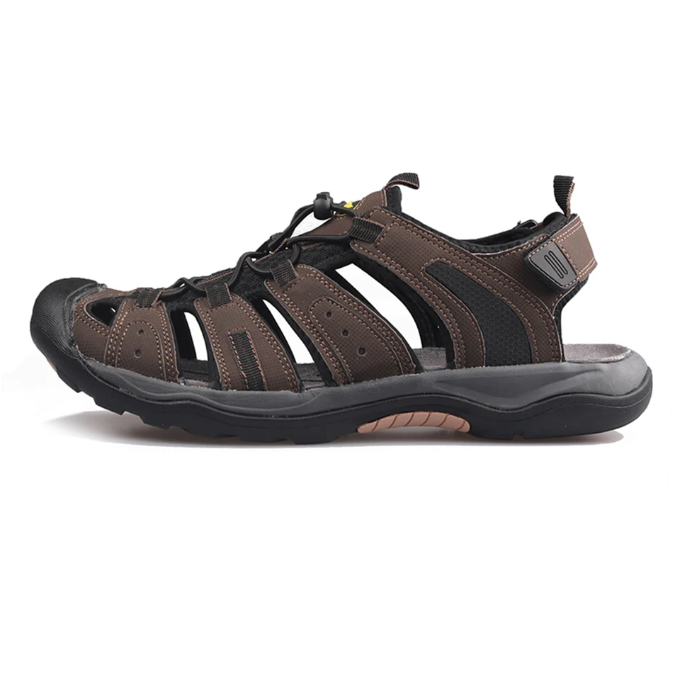 GRITION/мужские уличные треккинговые сандалии; спортивные походные коричневые сандалии; быстросохнущая пляжная обувь; защитный носок; пляжные сандалии; большие размеры