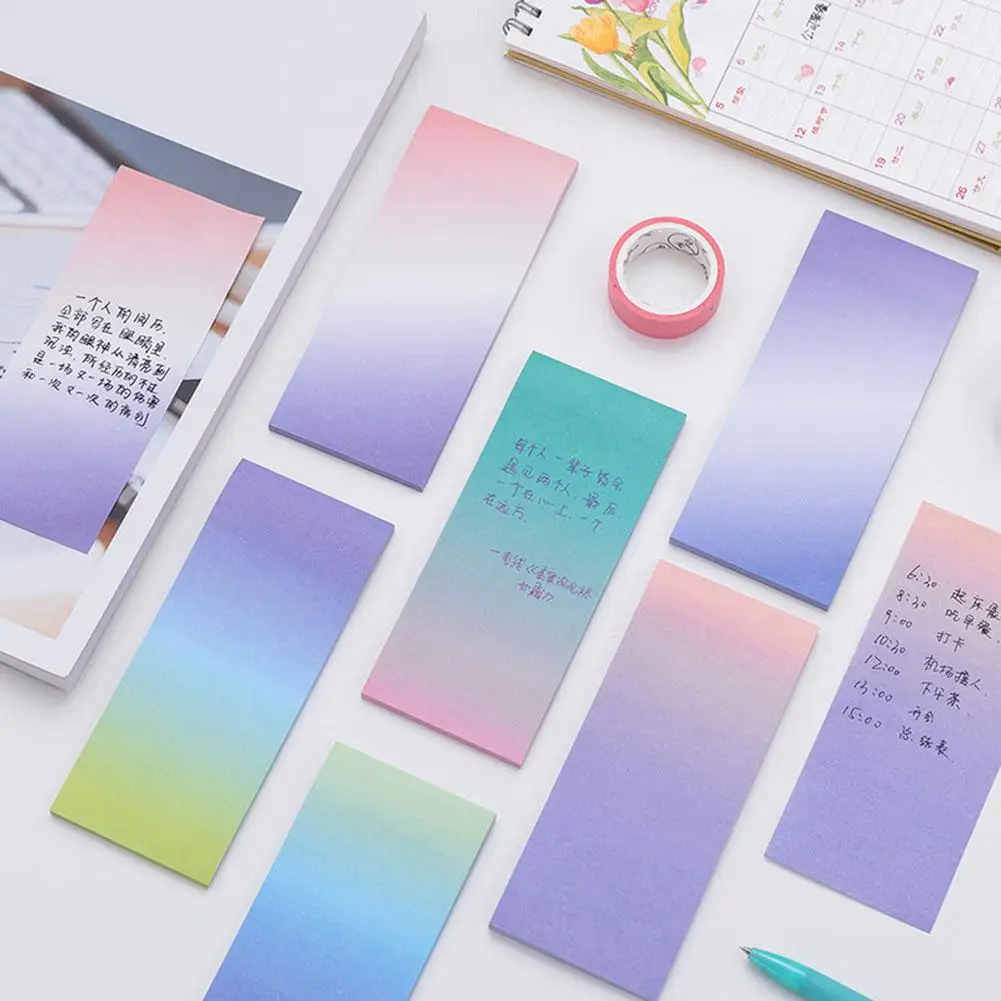 

2Pcs Gradient Rainbow Memo Pads Self Adhesive Paper Sticky Notes Kawaii Writing Notepads For Office School Supplies Stationery
