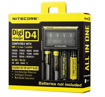 

Original Nitecore D4 Battery Charger LCD Smart Charging for 18650 14500 16340 26650 Batteries 12V Charger for A AA AAA Batteries