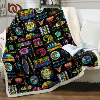 

BeddingOutlet Surfing Blankets For Beds Tribal Bedding Tropical Colorful Sherpa Fleece Blanket Geometric Summer Mantas De Cama