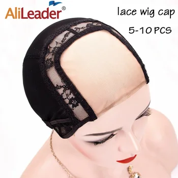 

Alileader Wholesale 10Pcs/Lot U Part Swiss Lace Wig Cap For Making Wigs With Adjustable Straps Cheap Wigs With Free Shipping