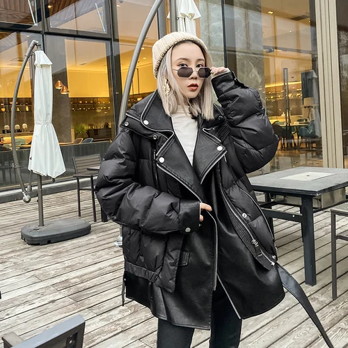 black DMY1193 XITAO Европейский пуховик для женщин пальто сплайсинга поддельные две части мультфильм блёстки утепленная парка уличная зимняя одежда для женщин DMY1193 - Цвет: black DMY1193