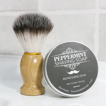 

60g Shaving Soap Mint Scented Essential Oil Soap Shaving Brush With Delicate Foam and Rich Shaving Cream