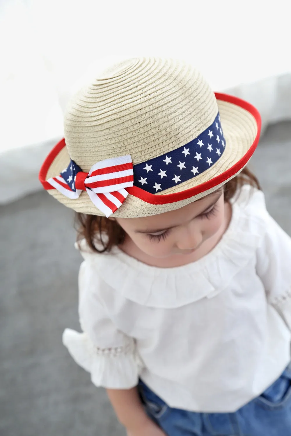 Fashion Stars and Stripes American Flag Standard Children Straw Hat Children Hat Kids Sun Hat