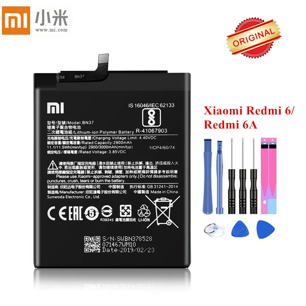 Крепление для спортивной камеры Xiao mi Батарея BN37 для спортивной камеры Xiao mi Red mi 6 Red mi 6A Одежда высшего качества 2900/3000 мА/ч, полный Ёмкость Akku емкостью с инструментами