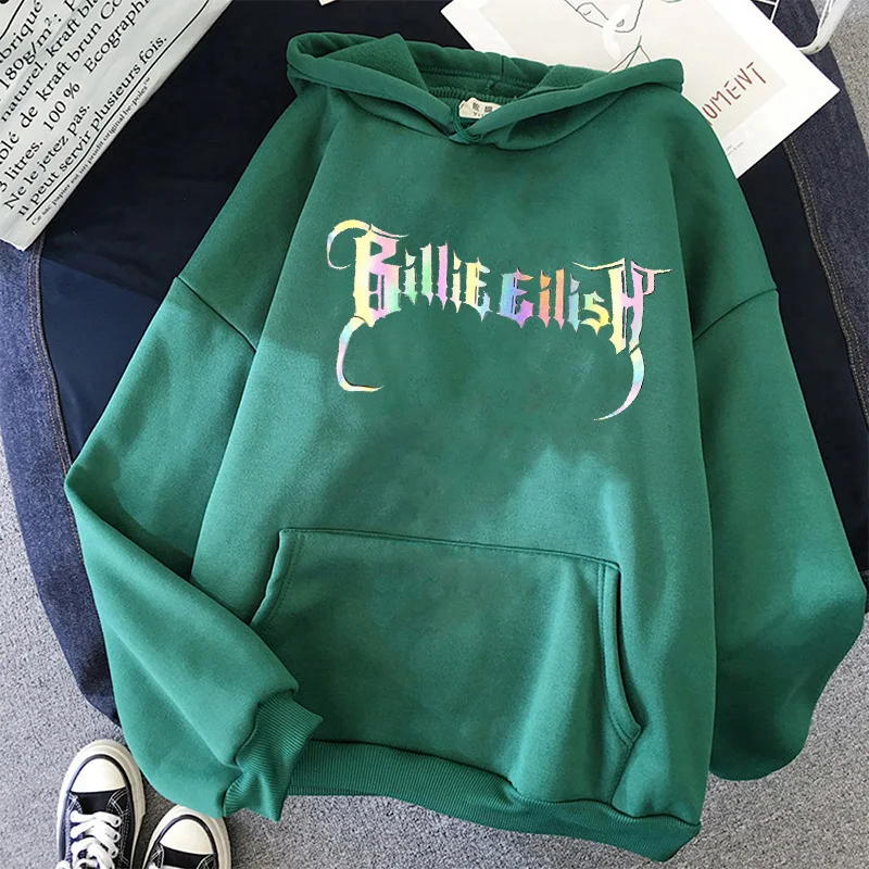Billie Eilish/зимние женские толстовки с капюшоном длинным рукавом Толстовка Kawaii