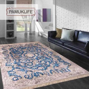 

Pamuklife Faux Leather Soles Non-Slip Soles Carpet Road Agora Blue Modern super soft Carpet Washable Daily Healthy