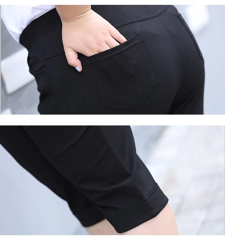 TUHAO PLUS SIZE 7XL 6XL 5XL 4XL Mother Mom black Pants Capris 2020 Summer Casual Cropped Trousers Pants Womens Casual Pant WM41