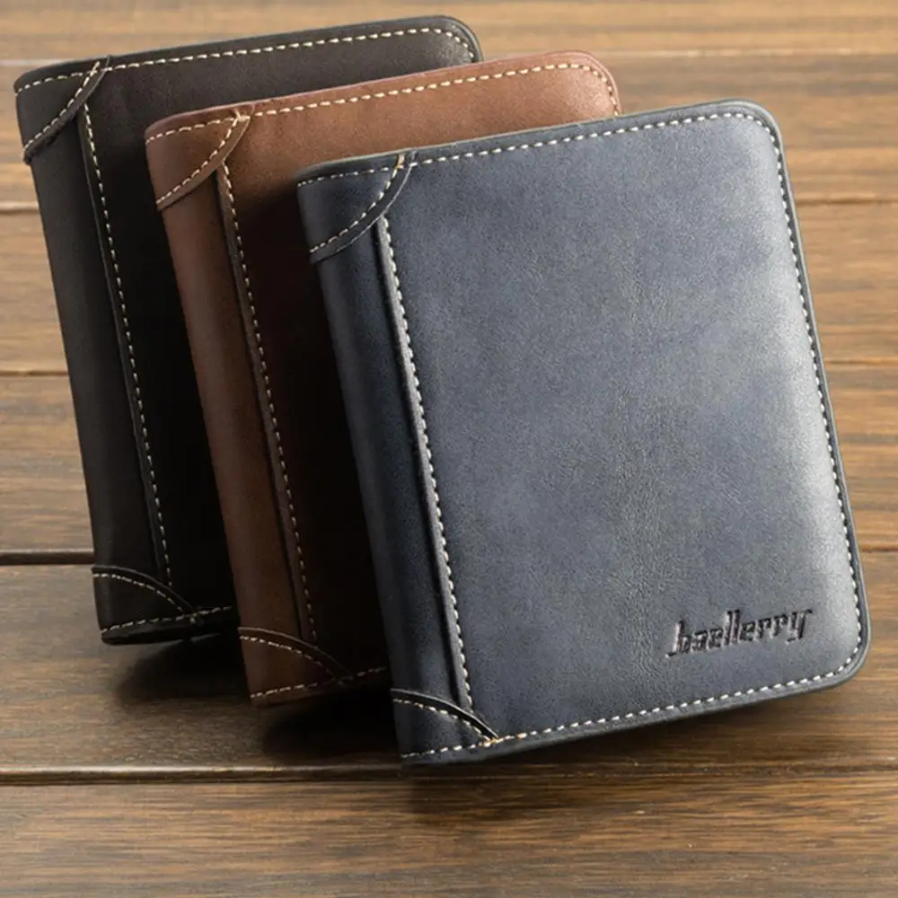 Модные мужские повседневные бумажники кожаные короткие складные мужской кошелек 17 держатель кредитных карт