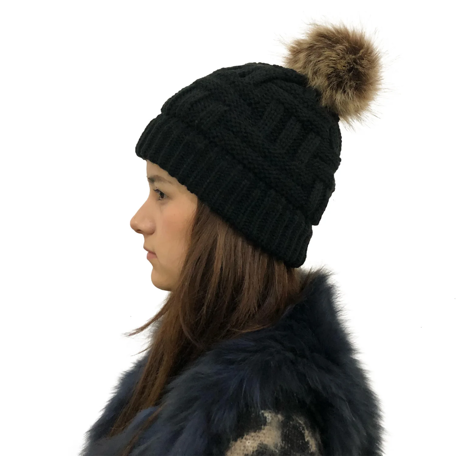 GKGJ женские зимние шапки Мягкая вязаная шапочка грязная шапка Beanie Ponytail Beanie шелковая шляпа шапки с помпоном для женщин