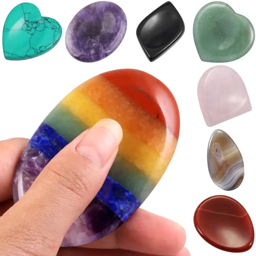 TUMBEELLUWA Thumb Worry Stone Healing Crystal Pocket Palm for Anxiety Stress Relieve Assorted Shaped Chakra Reiki | Украшения и