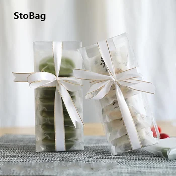 

StoBag 20pcs Rectangular Pet Transparent Packaging Box Snow Flake Crisp Pineapple Crisp Mung Bean Cake Box Simple Style Gift