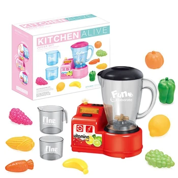 

11Pcs Children Pretend Play Rotatable Smart Juicer Toy With Light Training Toy For Children Educational Toys Birthday Gift - Red