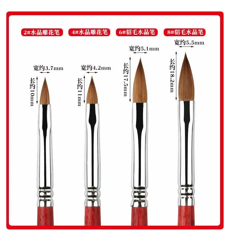Manufacturers Supply New 100 Kolinsky Nail Brush Mink Hair Manicure Brush Crystal Pen Carving Pen #12#14 #16